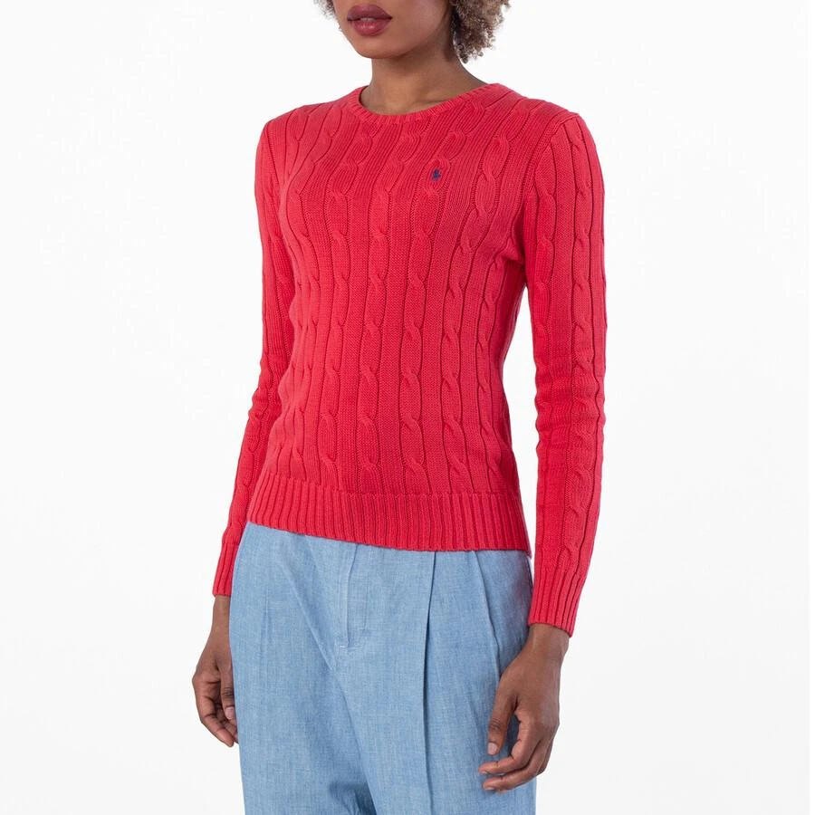 Ralph Lauren Logo Motif Cable Knit Cotton Sweater
