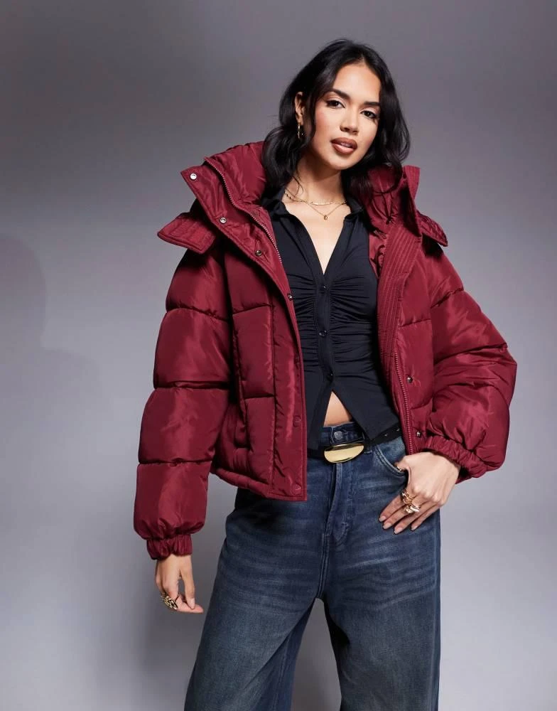 Sixth June Sixth June puffer coat with hood in burgundy 1