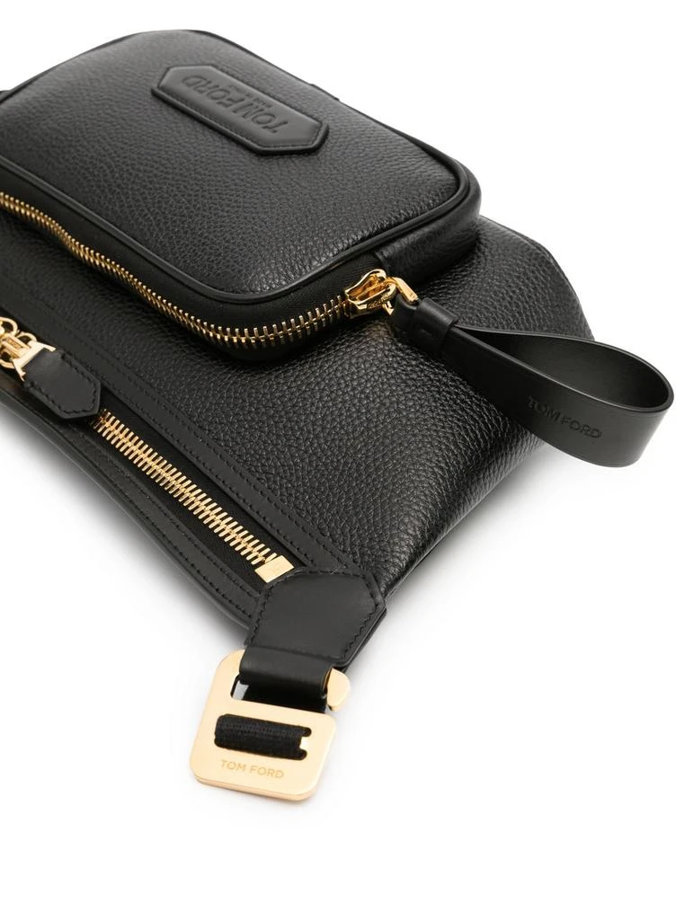 Tom Ford Mens Logo-Appliqué Leather Belt Bag in Black 2