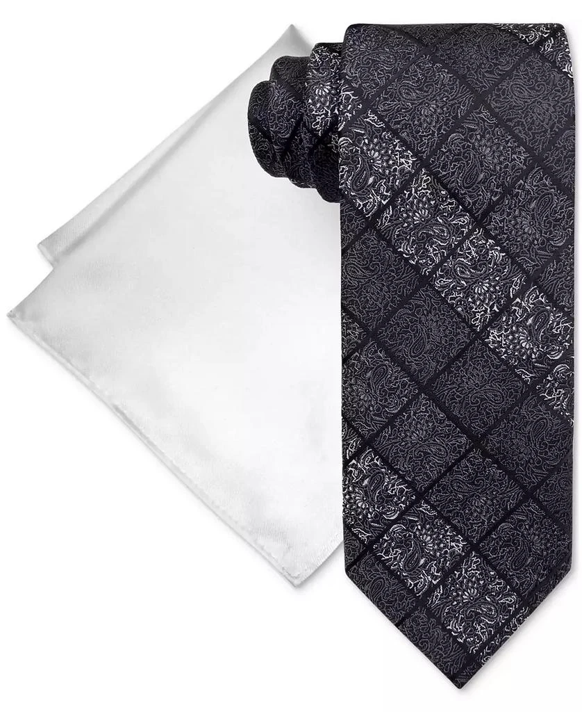 Steve Harvey Men's Paisley Square Tie & Pocket Square Set 1