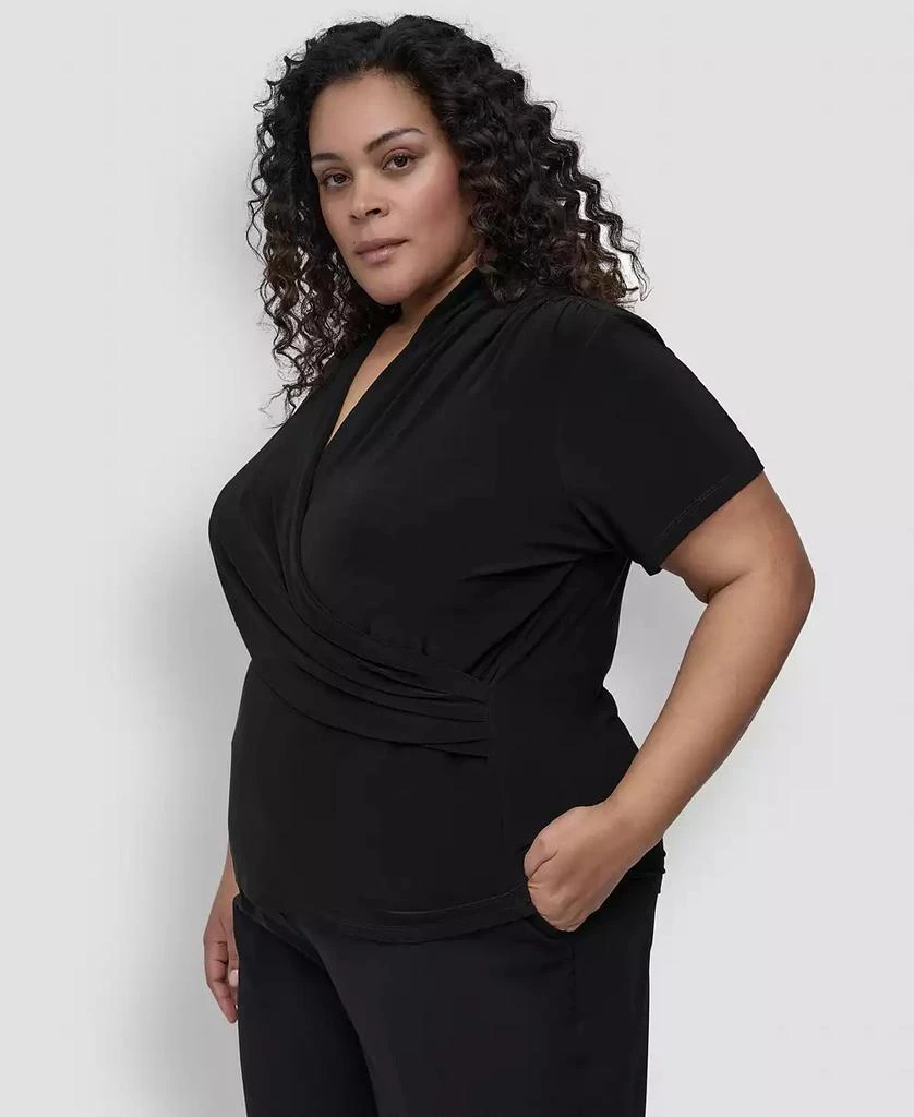 DKNY Plus Size Short-Sleeve Faux-Wrap Top 4