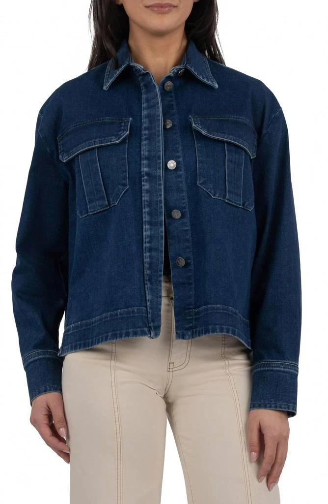 KUT from the Kloth Remy Jacket With Patch Pocket In Motivated Dark Stone Denim