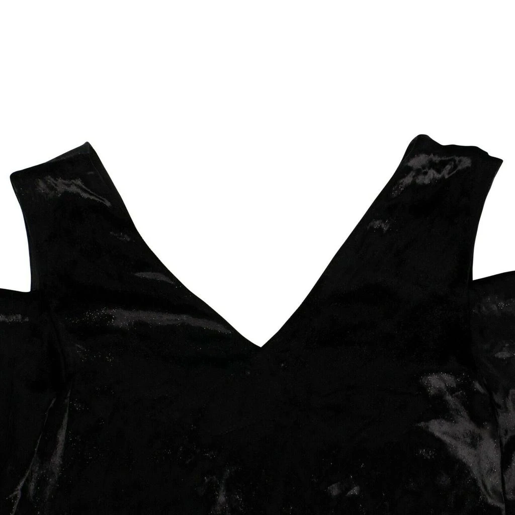 Baja East Sparkly Velvet Cold Shoulder Shirt - Black 4
