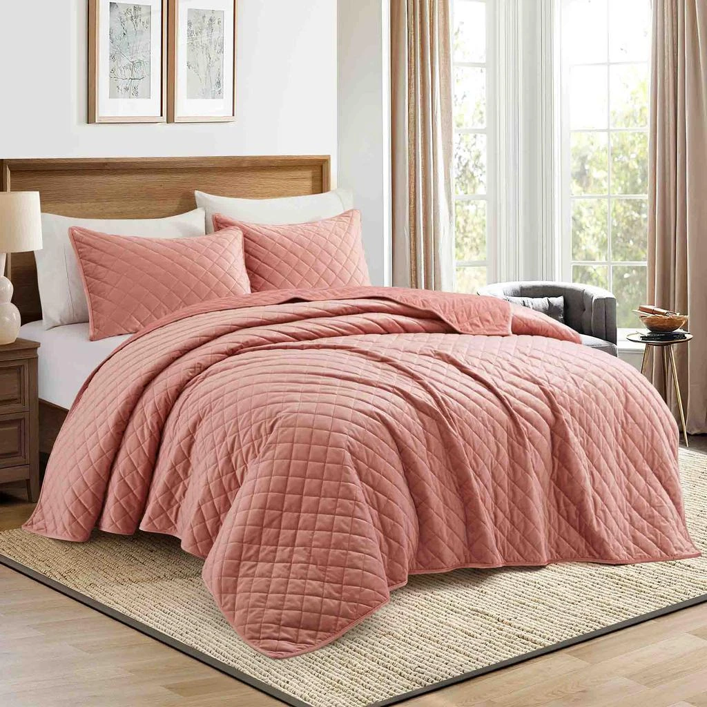 Puredown Peace Nest 3-Piece Premium Lightweight Velvet Plush Quilt Sets Bedspread Coverlet Sets 8