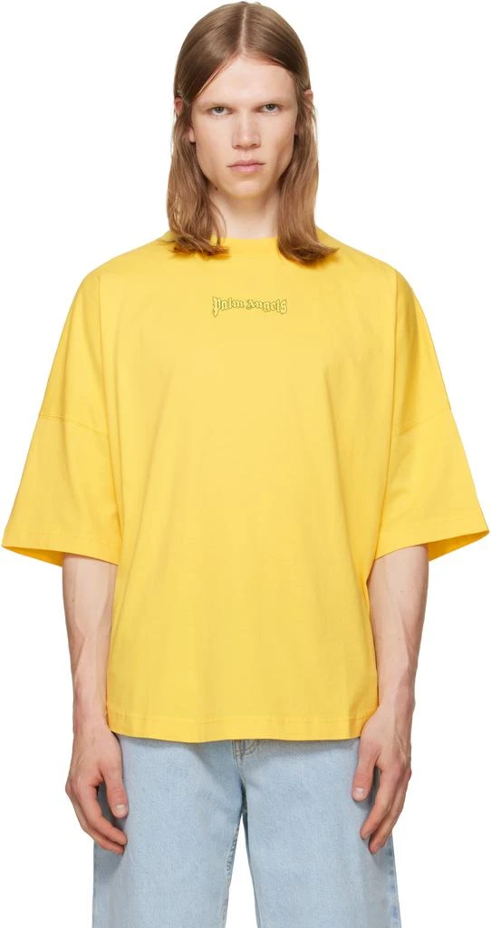 Palm Angels Yellow Outline Logo Over T-shirt