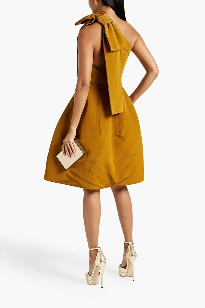 Oscar de la Renta One-shoulder bow-detailed cotton-blend moire dress 3