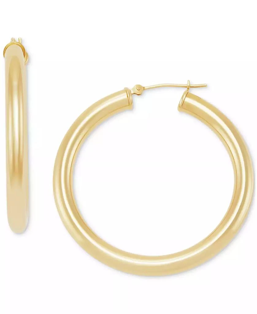 Macy's Polished Tube Hoop Earrings (40mm) in 14k Yellow Gold or 14k White Gold 1