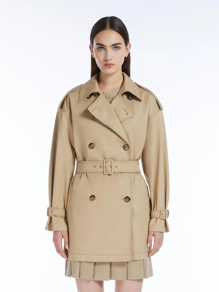 Max Mara Water-repellent gabardine short trench coat 7