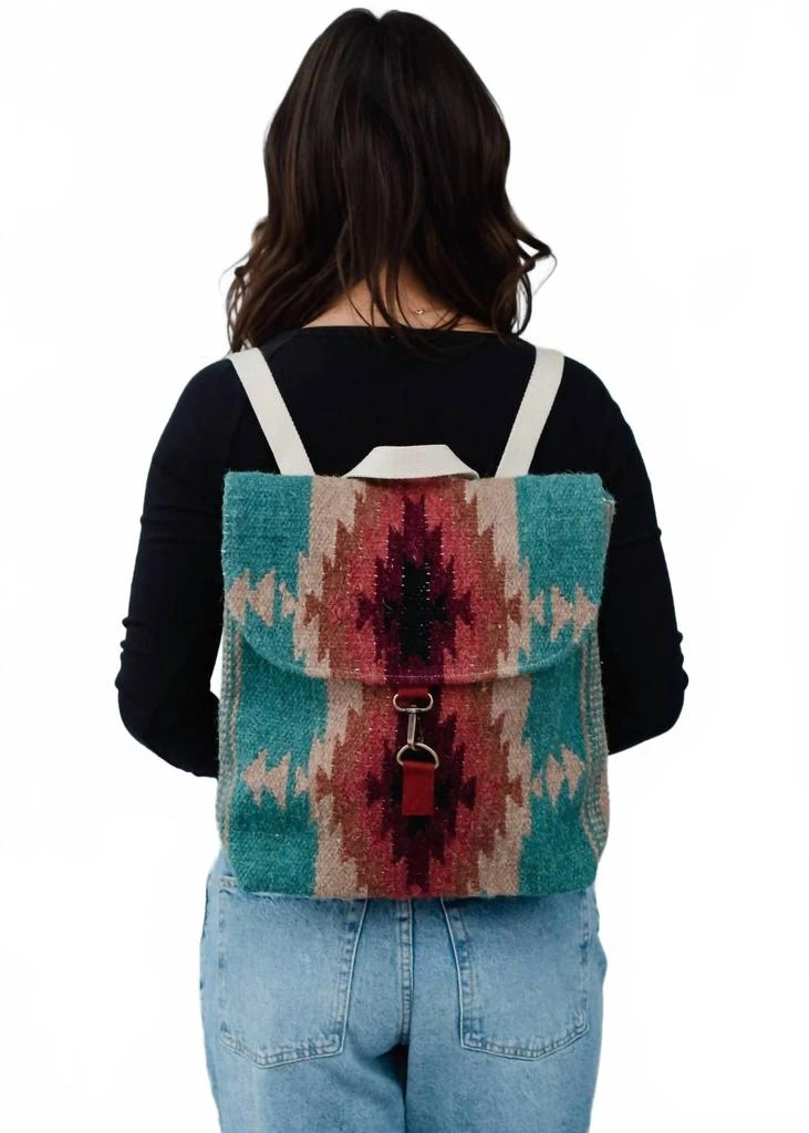 NEW PANACHE APPAREL women\'s western southwestern aztec backpack in teal burgundy 2024 New Wrangler Aztec Southwestern Pattern Dual Sided  main image 4