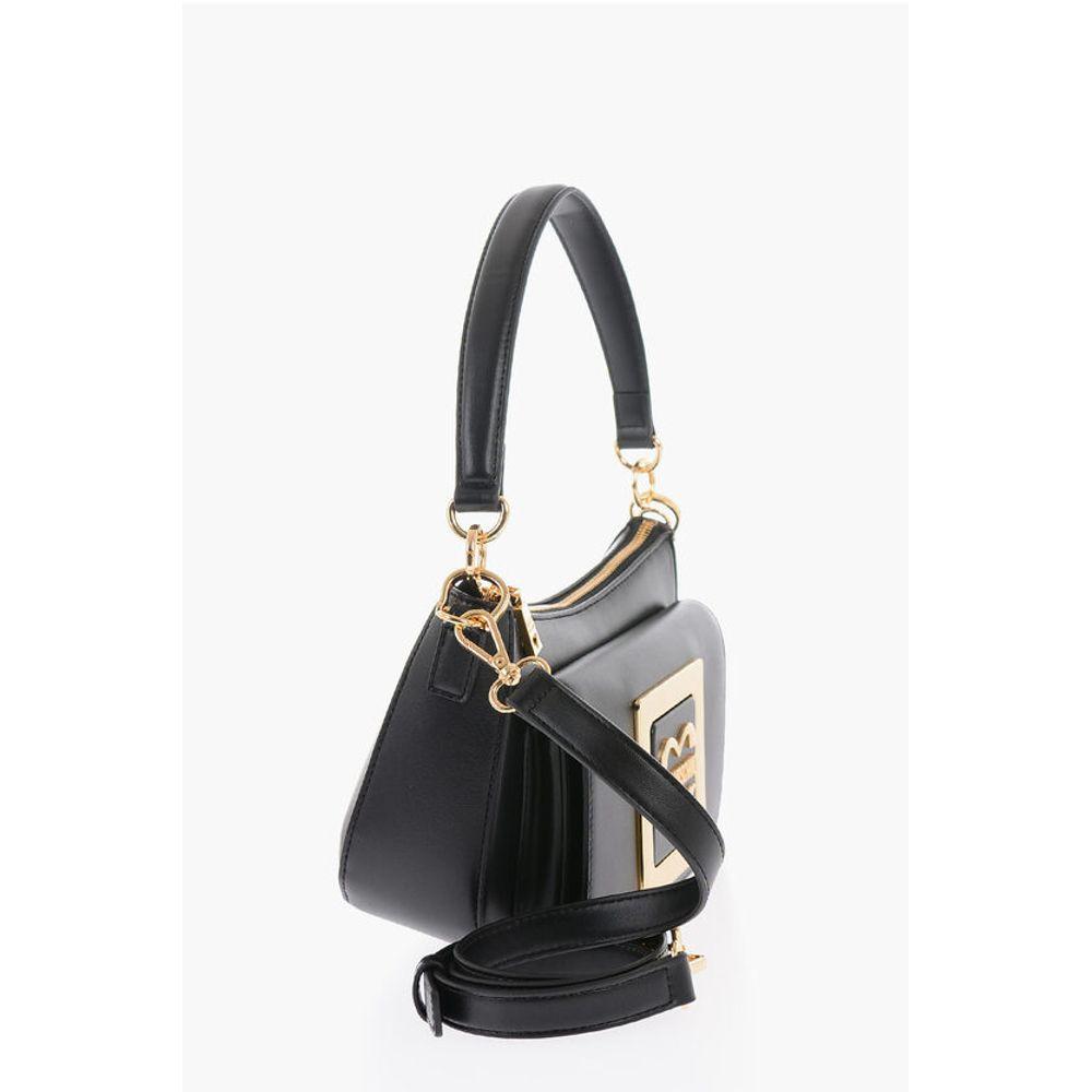 Moschino LOVE Faux Leather Bag with Removable Shoulder Strap and Women's Meta