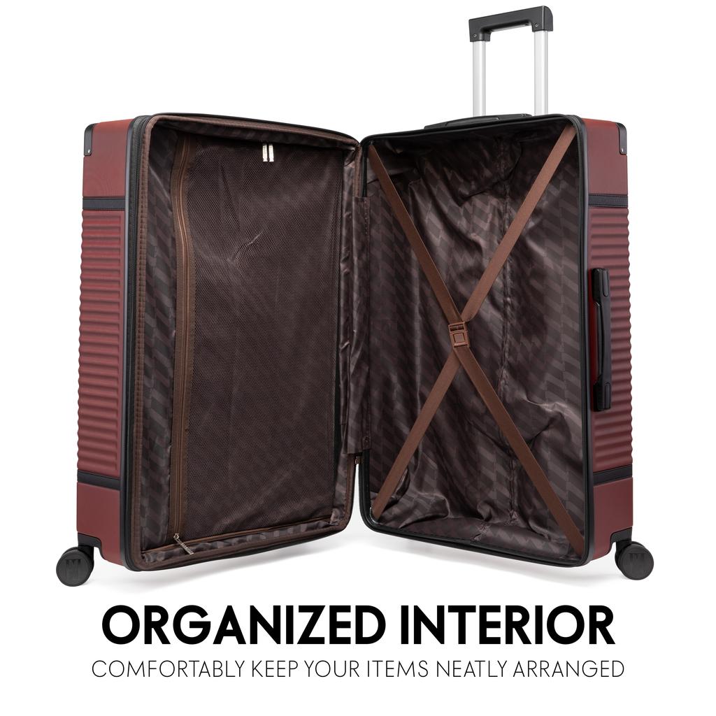 ELLE Belleville 3 Piece Expandable Retro Spinner Luggage Set | Burgundy