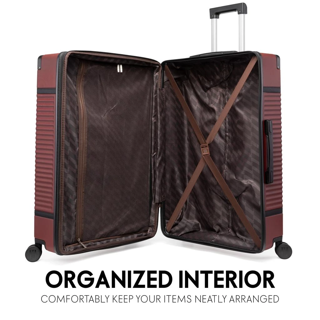 ELLE Belleville 3 Piece Expandable Retro Spinner Luggage Set | Burgundy 2