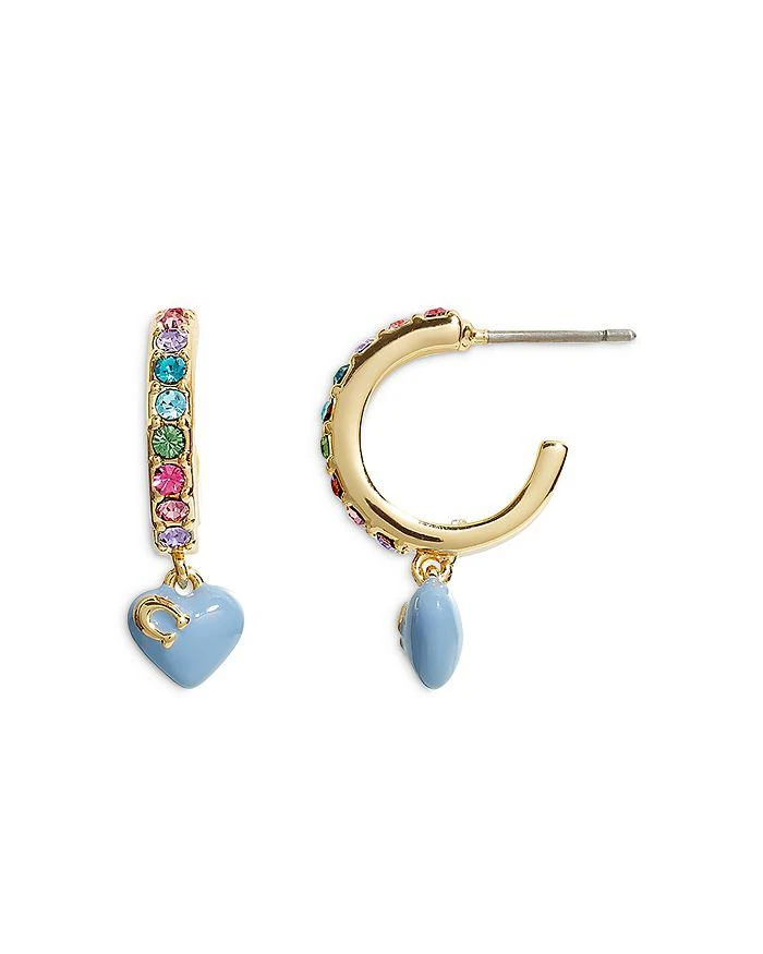 Coach Enamel Heart Huggie Hoop Earrings