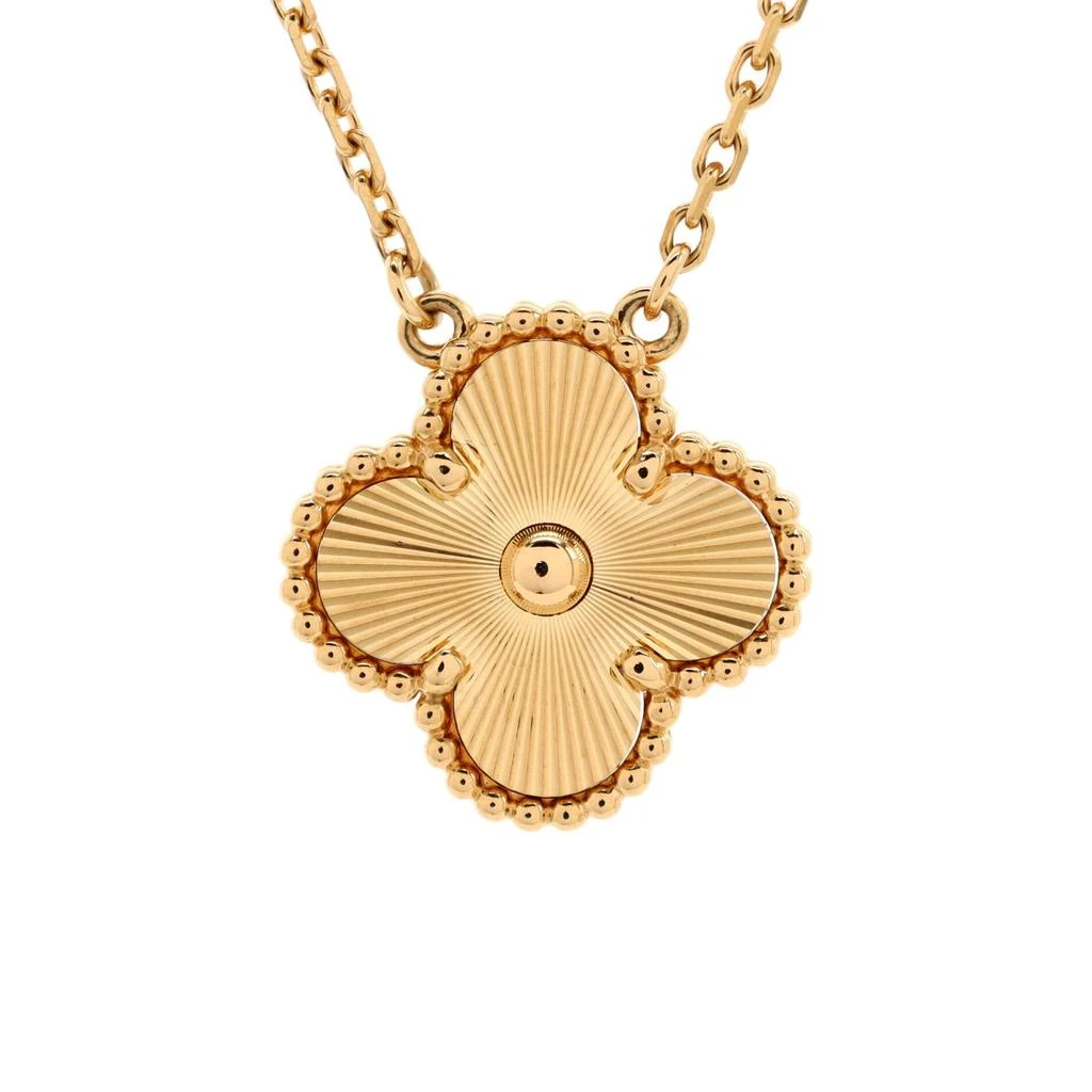 Van Cleef & Arpels Vintage Alhambra Pendant Necklace Guilloche 18K Yellow Gold 1