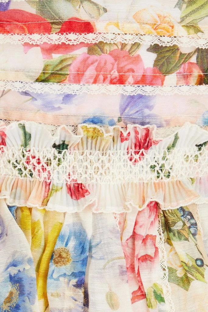 Zimmermann Tiered pleated floral-print linen and silk-blend gauze mini dress 4