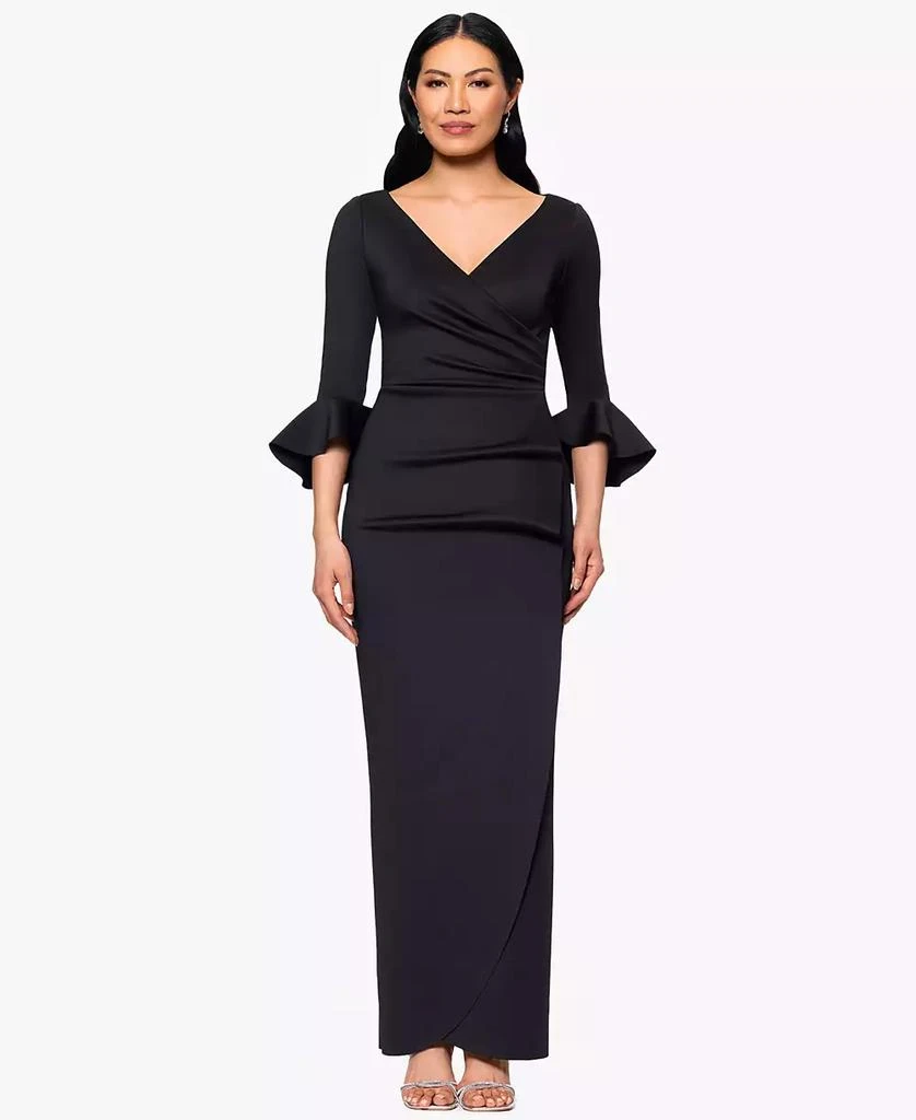 Betsy & Adam Petites V-Neck Scuba Long Sheath Dress 1