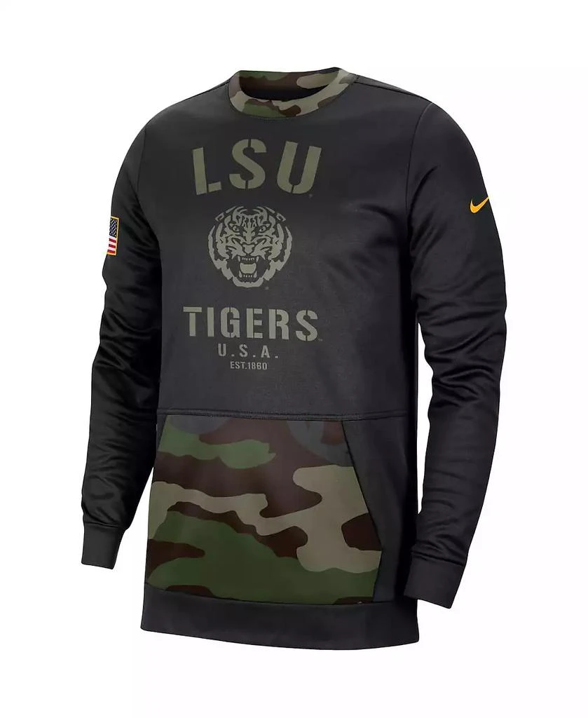 NIKE Men's Black, Camo LSU Tigers Military Appreciation Performance Pullover Sweatshirt 2