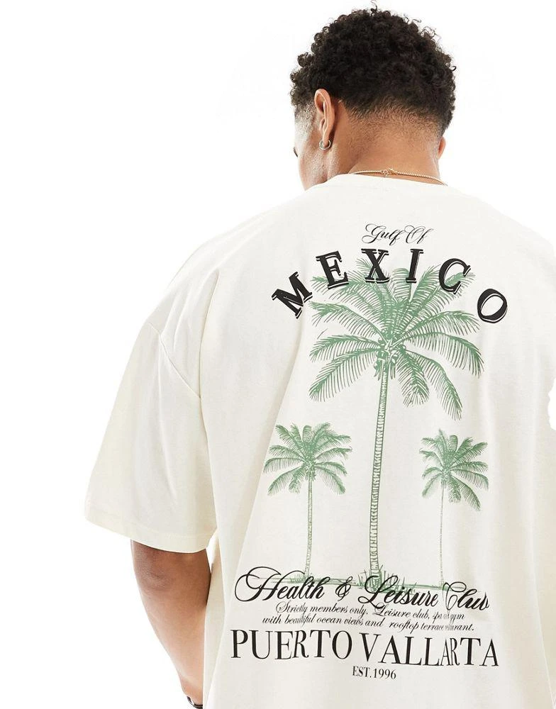 ASOS ASOS DESIGN oversized t-shirt in off white with Mexico club back print 1