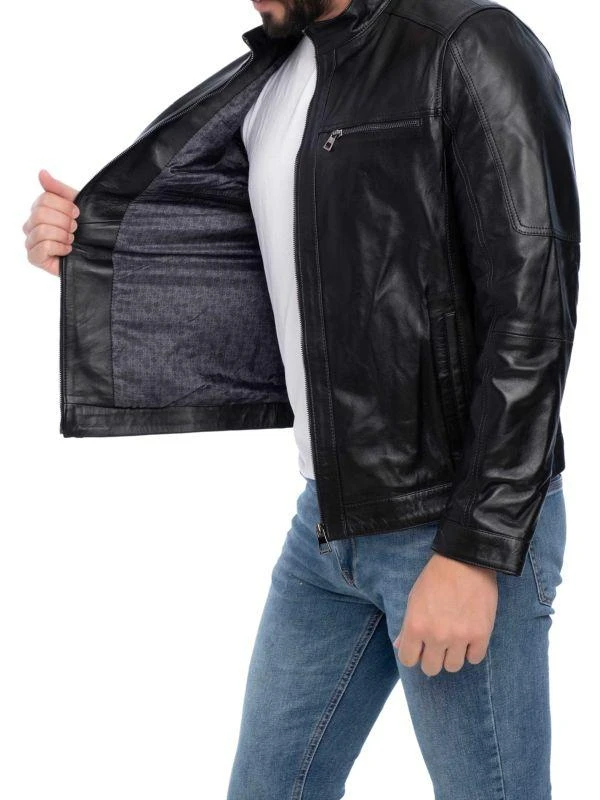 Vellapais Leather Zip Biker Jacket 4