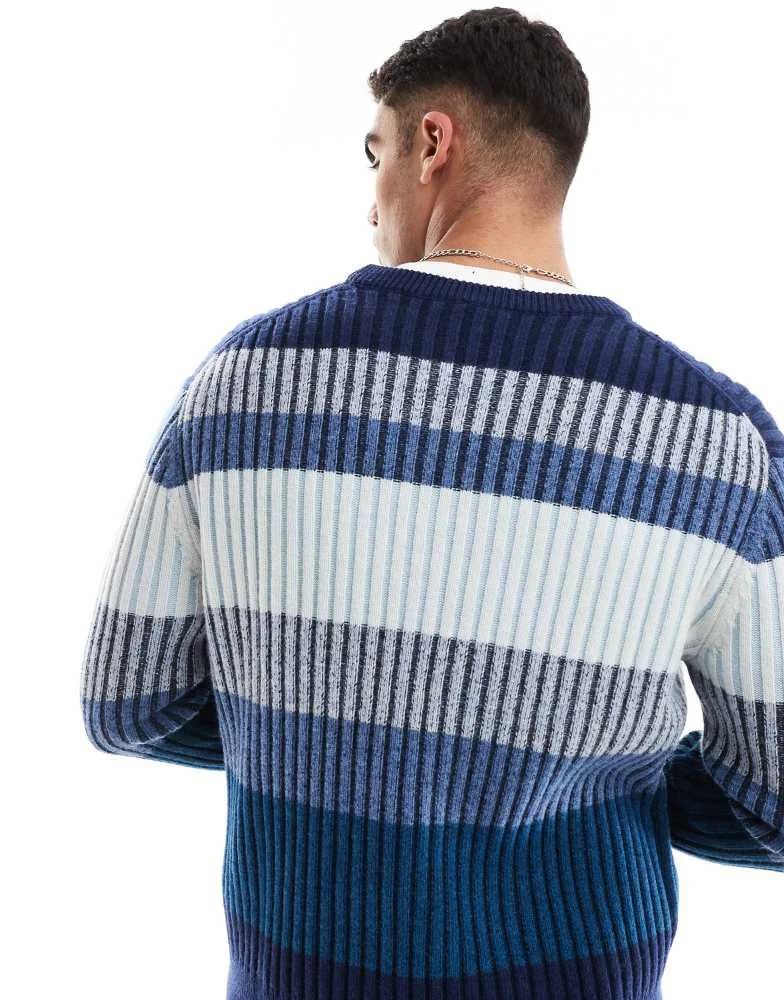 Paul Smith PS Paul Smith striped fisherman knit jumper in blue 4