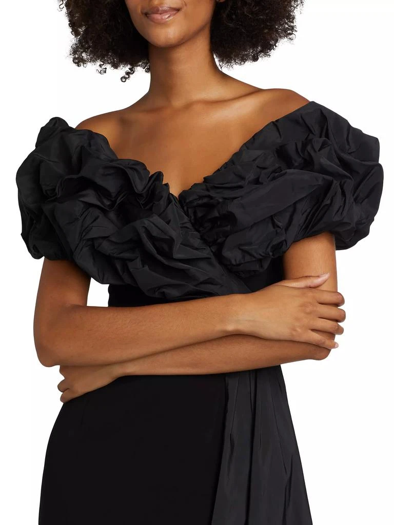 Teri Jon Scrunch Taffeta &amp; Crêpe Off-the-Shoulder Gown 6