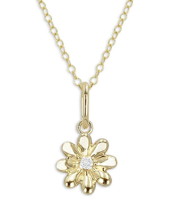 14K Yellow Gold Mini Daisy Diamond Pendant Necklace, tcw – On - Main Image