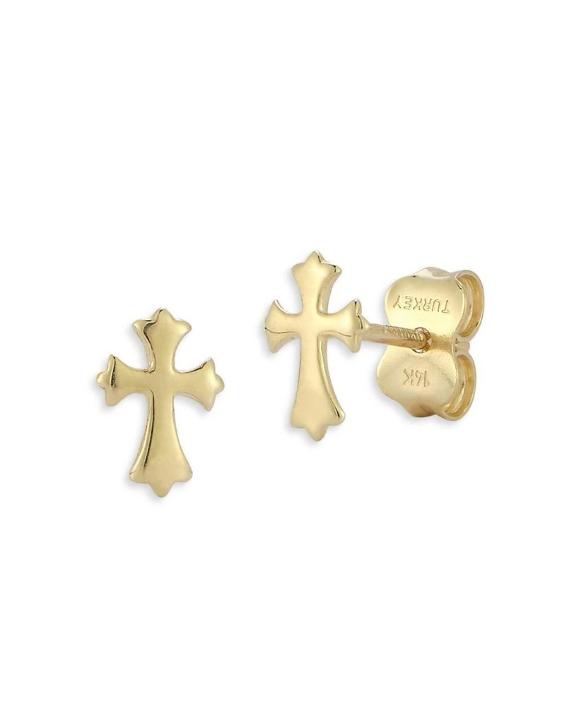 Moon & Meadow 14K Yellow Gold Cross Stud Earrings - Exclusive 1