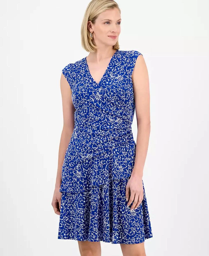 Robbie Bee Petite Floral-Print Double-Ruffle Fit & Flare Dress 2