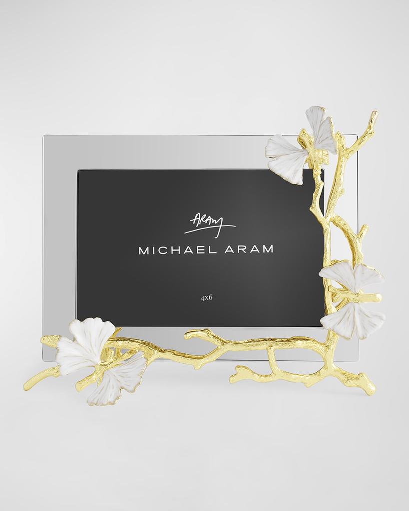 Michael Aram Butterfly Ginkgo White and Gold Frame, 4" x 6"