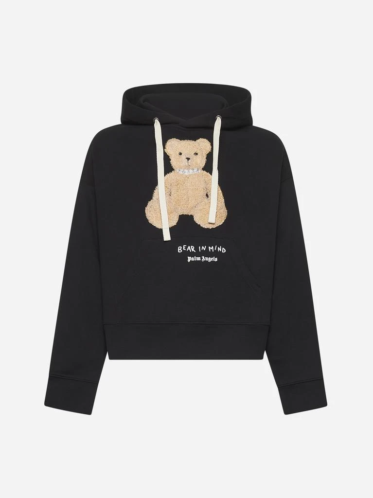 PALM ANGELS Black cotton Bear in Mind hoodie 1