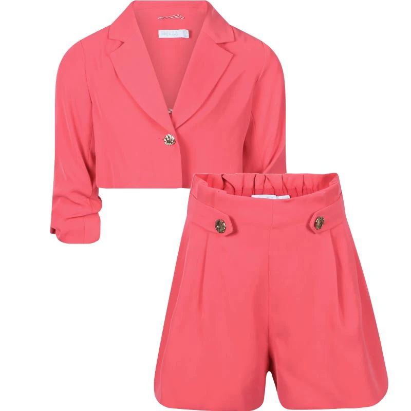 Abel & Lula Short elegant crepe jacket and crepe elegant bermuda shorts set in fuchsia 1