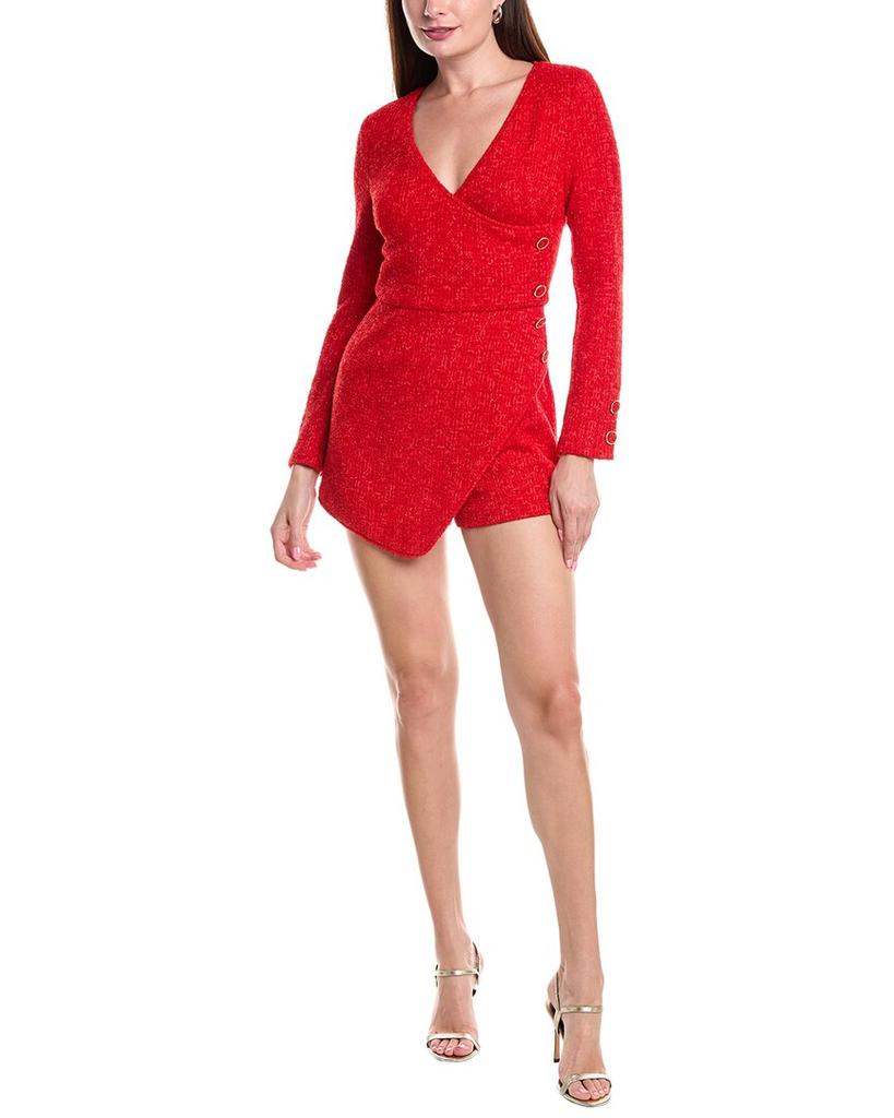 Black Halo Demi Tinsel Tweed Romper