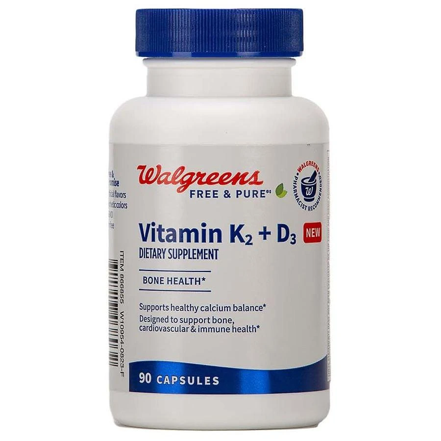 Walgreens Free & Pure Vitamin K2 + D3 Supplement Capsules for Bone Health (90 days) 3