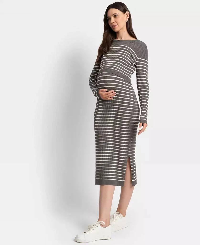 Seraphine Women's Maternity Soft-Stretch Ribbed Sweater Midi Dress 3