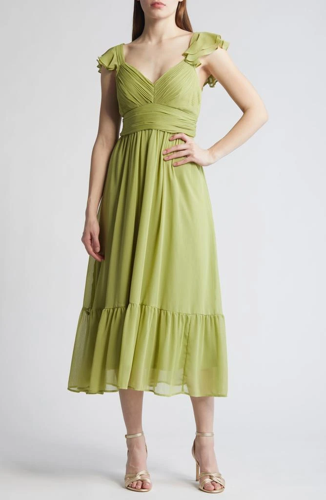 ZOE AND CLAIRE V-Neck Ruffle Chiffon Midi Dress 1