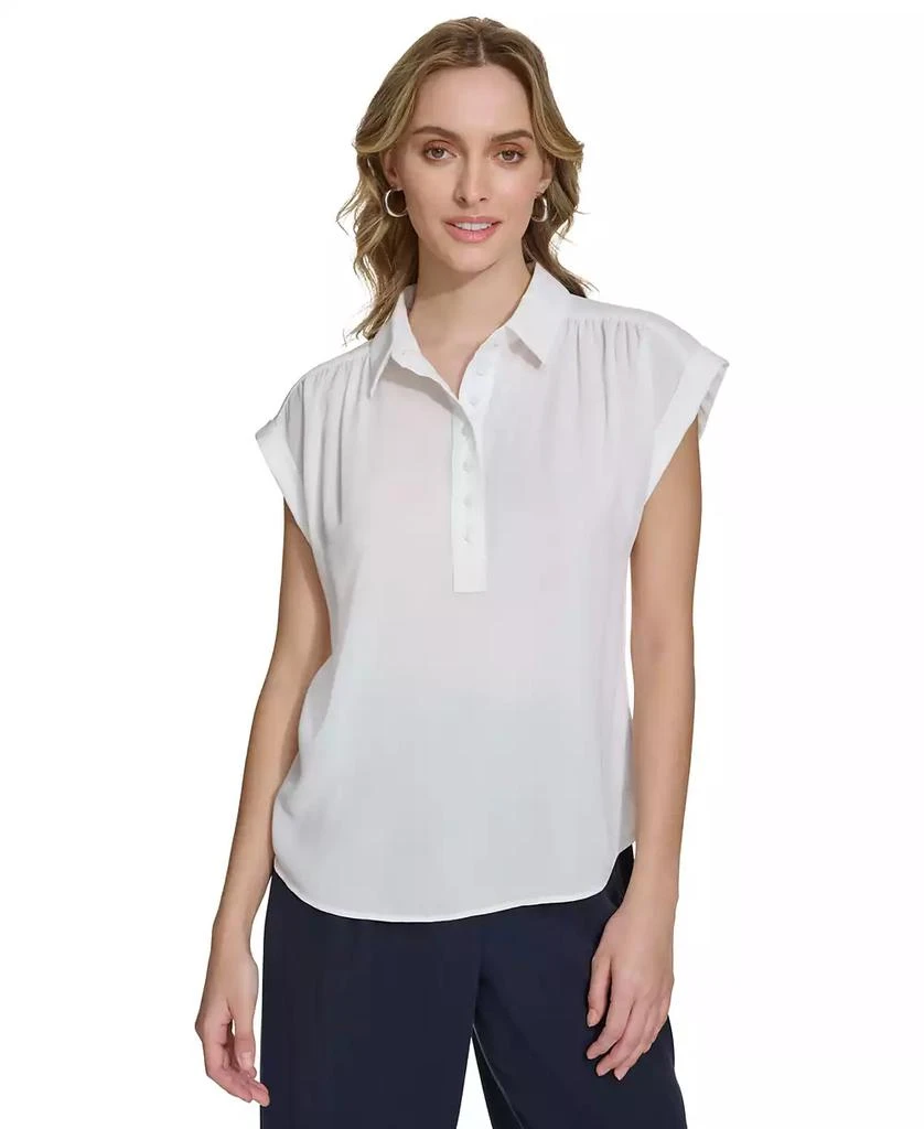 Calvin Klein Women's Short Sleeve Button Front Shirt 1