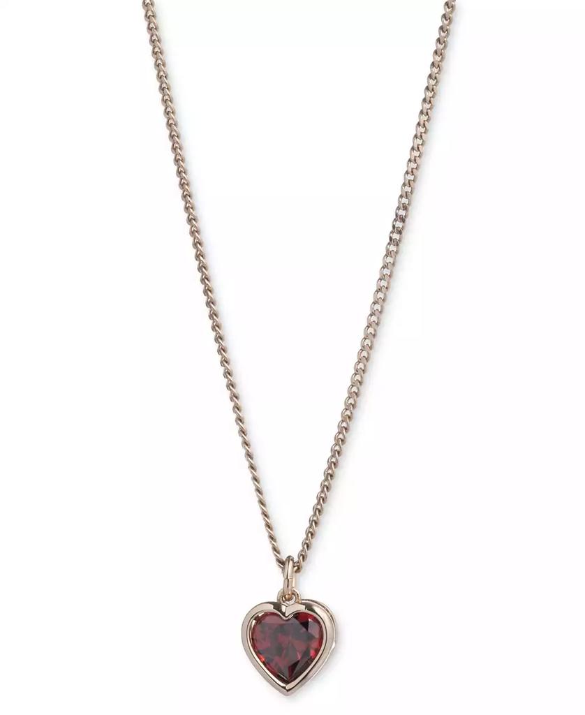 Givenchy Gold-Tone Red Cubic Zirconia Heart Pendant Necklace, 16" + 3" extender