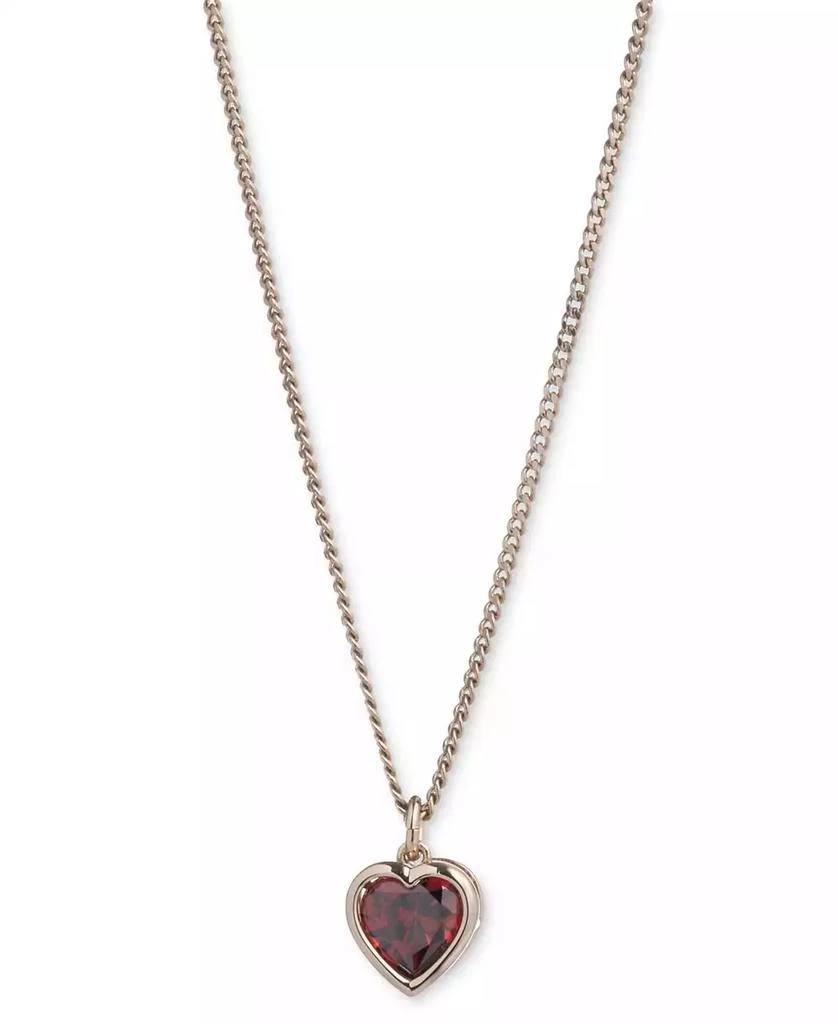 Givenchy Gold-Tone Red Cubic Zirconia Heart Pendant Necklace, 16" + 3" extender 1