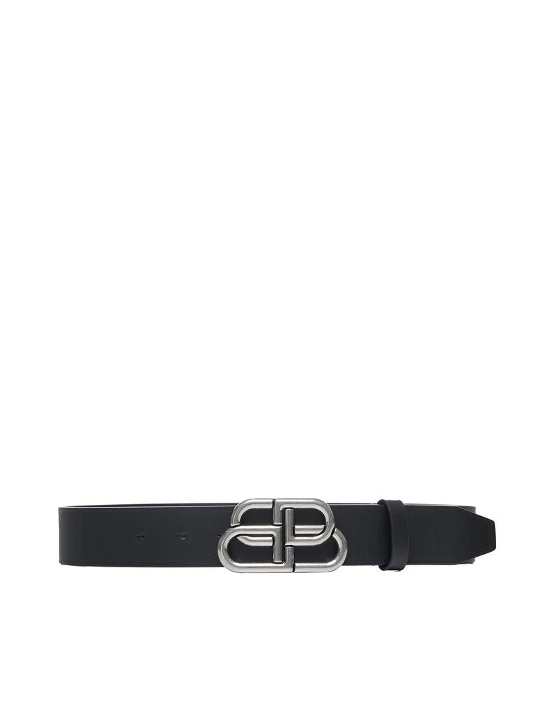 Balenciaga BALENCIAGA | Wide BB belt in black calfskin leather with antique silver finishes | Man | 90 1