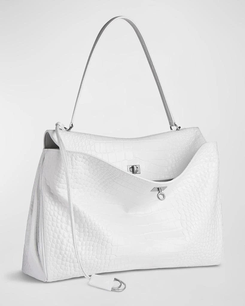 Balenciaga Rodeo Large Croc-Embossed Shoulder Bag 5