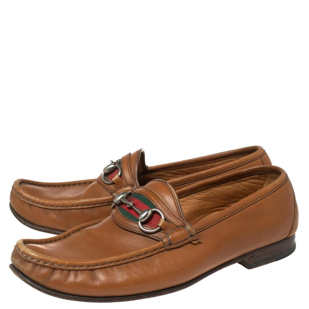 Gucci Gucci Brown Leather Web Horsebit Loafers Size 41.5 4