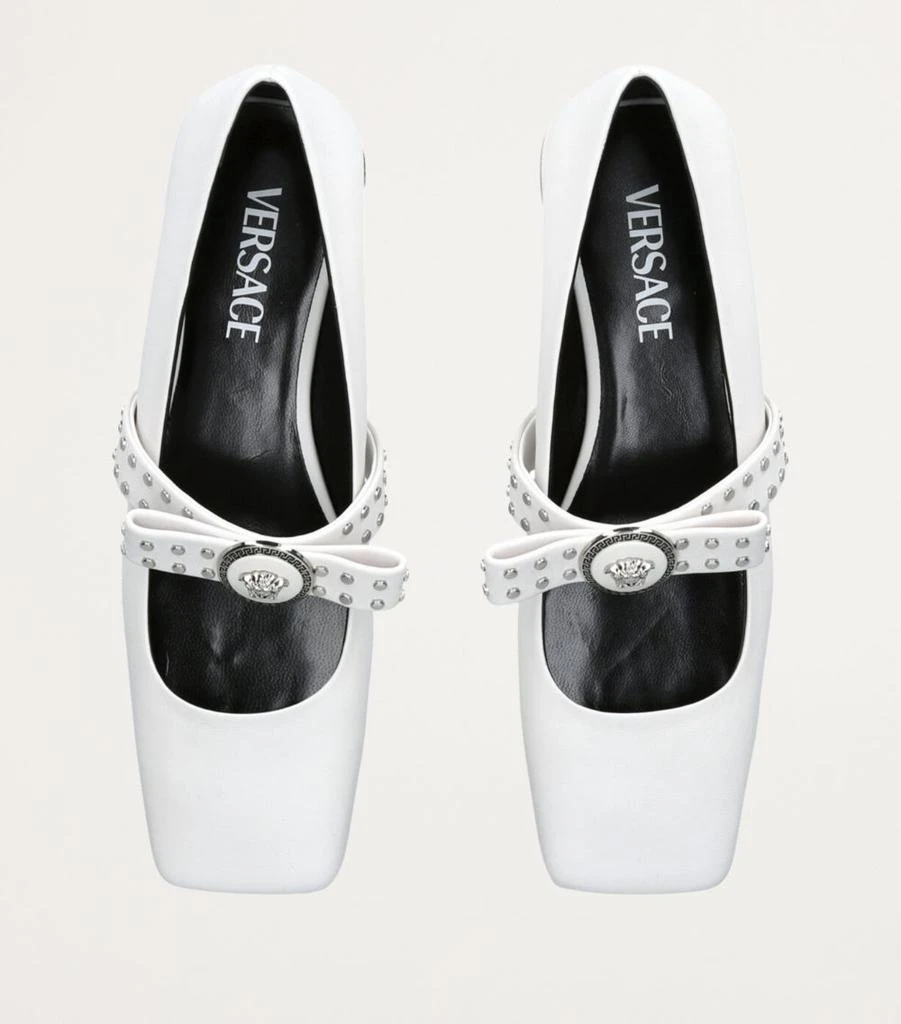 Versace Leather Gianni Ribbon Ballet Flats 4