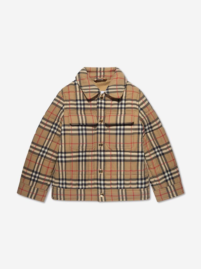 Burberry Kids Boys Gideon Check Short Jacket in Beige