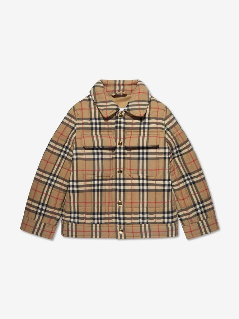 Burberry Kids Burberry Boys Gideon Check Short Jacket in Beige 1