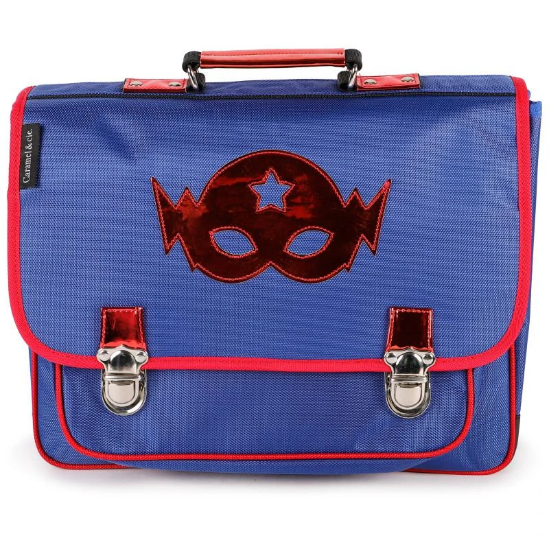 Caramel & Cie Metallic red superhero mask satchel backpack 1