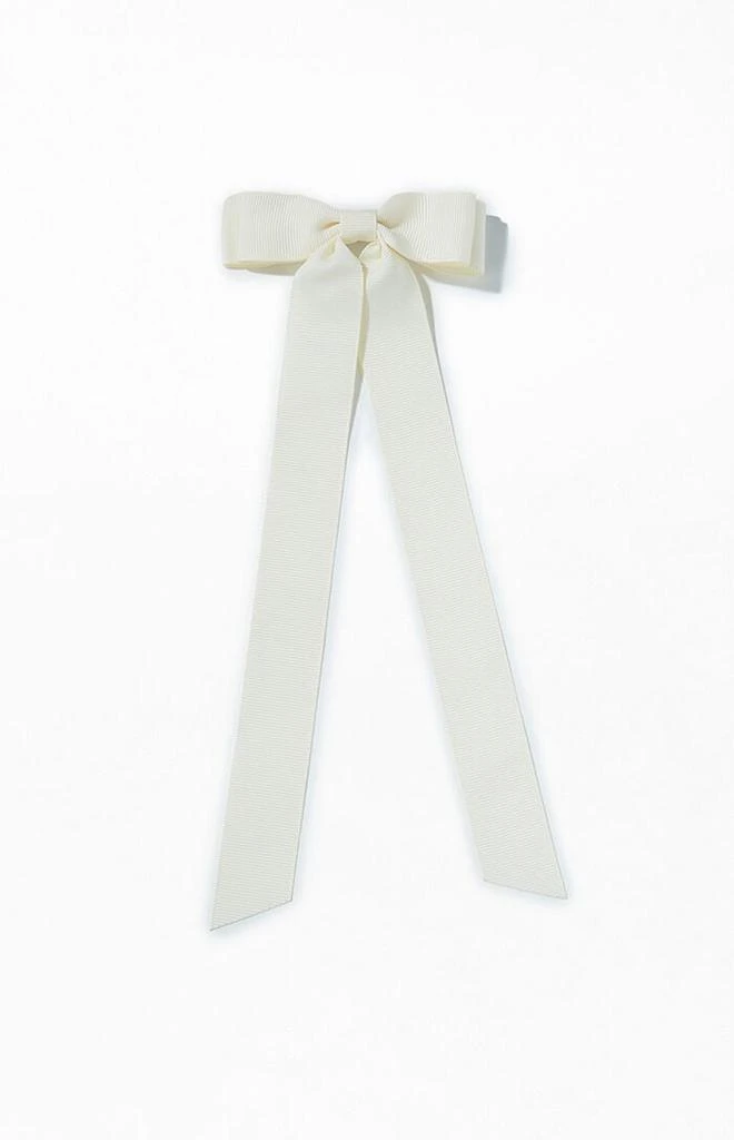 LA Hearts Cream Ribbed Double Loop Bow Barrette 1