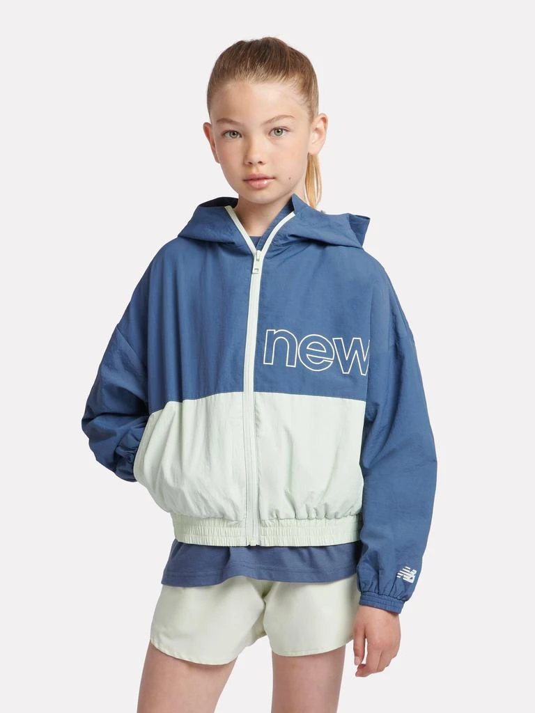 New Balance New Balance Girls Athletics Mesh Lined Windbreaker in Blue
