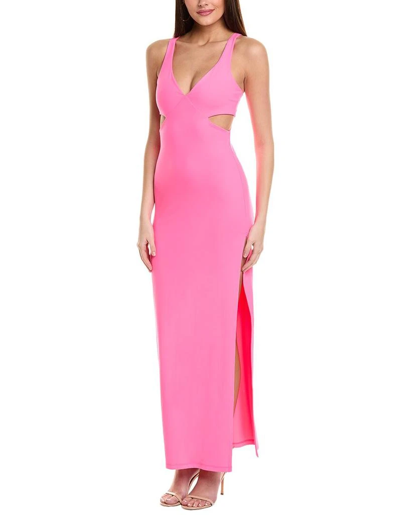 strapless open back dress Spring 2024 - Pink Floral Lace-Up Maxi Dress main image 1