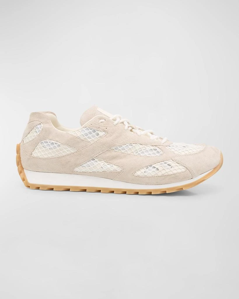Bottega Veneta Men's Orbit Aged Leather and Fishnet Runner Sneakers 1