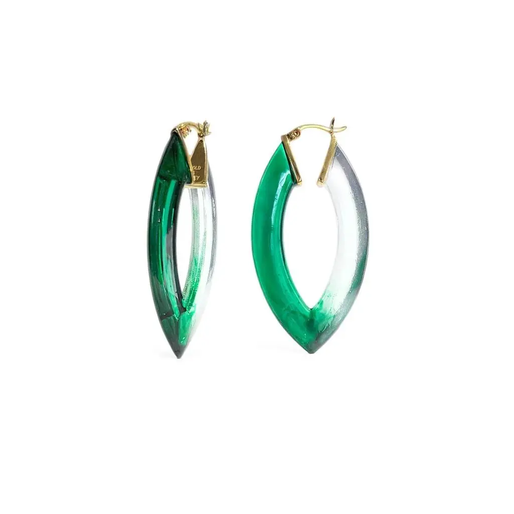 Gold & Honey Gold & Honey - Women's Painted Marquise Lucite Hoop Earrings